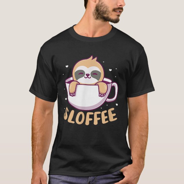 Sloffe Sloth Coffee Kawaii T-Shirt (Front)