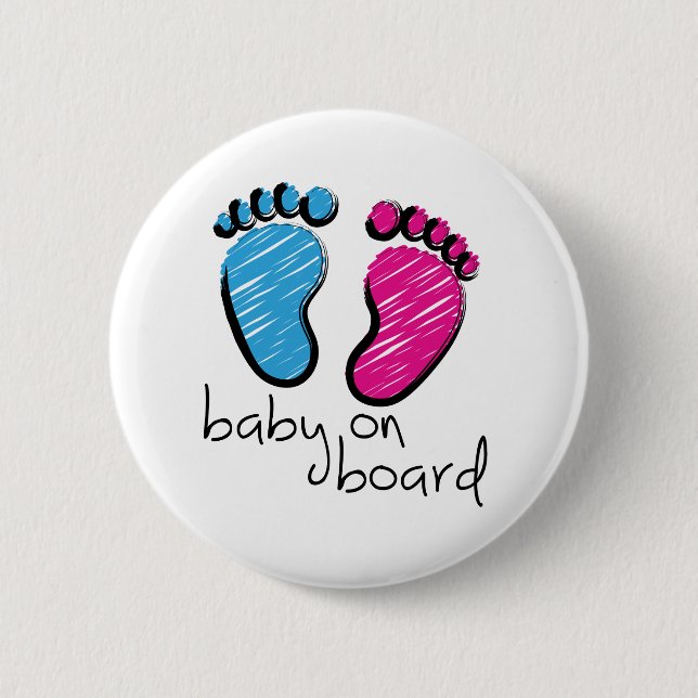 Slogan baby on board - baby jongen of meisje 2 inch round button (Front)