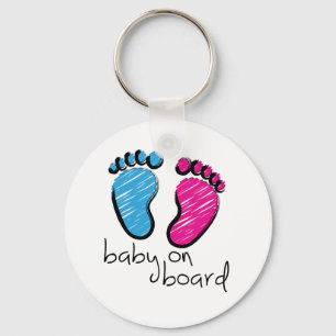 Slogan baby on board - baby jongen of meisje keychain