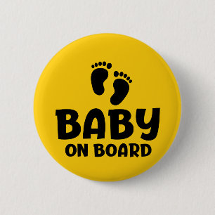 Slogan baby on board — baby on board, in car. 2 inch round button