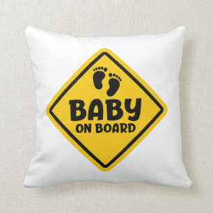 Slogan baby on board — baby on board, in car. throw pillow