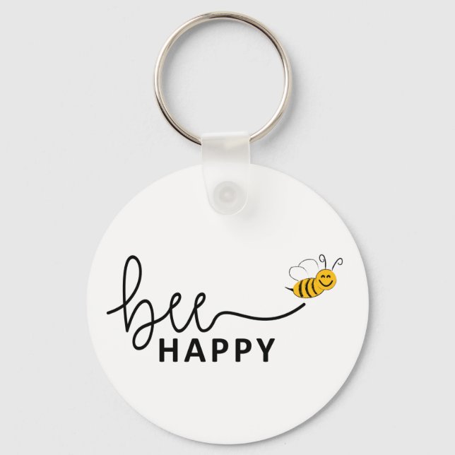 Slogan bee happy, maak je geen zorgen. Wees blij. Keychain (Front)