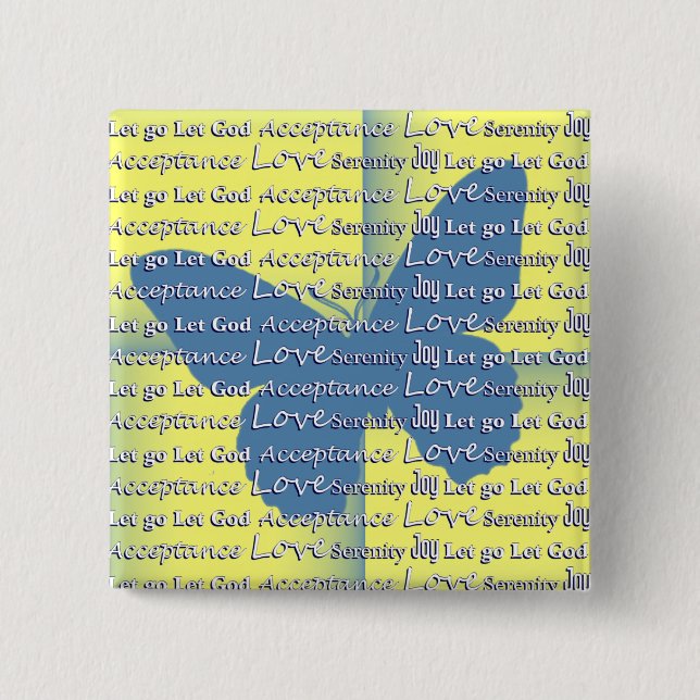 Slogan Butterfly 2 Inch Square Button (Front)