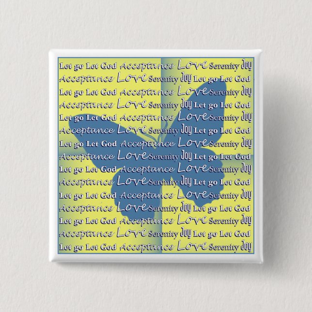 Slogan Butterfly 2 Inch Square Button (Front)