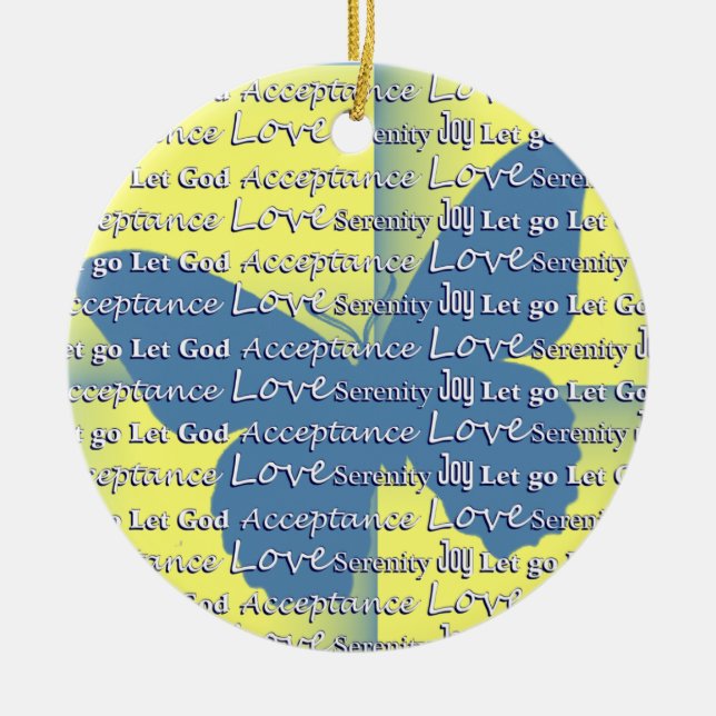 Slogan Butterfly Ceramic Ornament (Front)