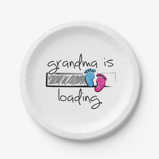Slogan grandma is loading. Become Grandpa and Gran Paper Plate (Front)