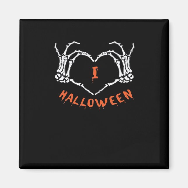 Slogan  Halloween. Heart Gesture Made Of Skeleton  Magnet (Front)