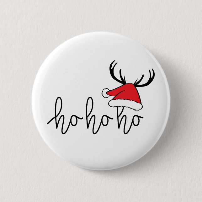 Slogan ho ho ho, Gelukkig kerstfeest. Kerstman.  2 Inch Round Button (Front)