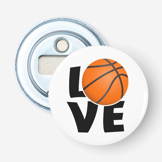 Slogan love Basketball, I love Basketball. Bottle Opener (Front)