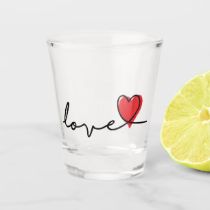 Slogan love. Hard, heart. Valentine's Day. Shot Glass