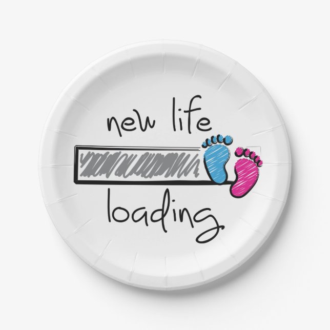 Slogan new life is loading. Becoming a father and  Paper Plate (Front)