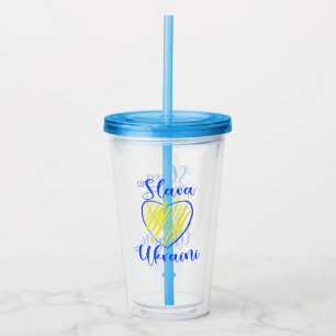 Slogan Slava Ukraini Glory to Ukraine heart Acrylic Tumbler