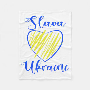 Slogan Slava Ukraini Glory to Ukraine heart Fleece Blanket