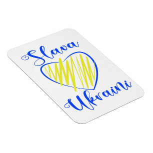Slogan Slava Ukraini Glory to Ukraine heart Magnet