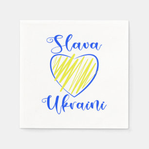 Slogan Slava Ukraini Glory to Ukraine heart Napkin