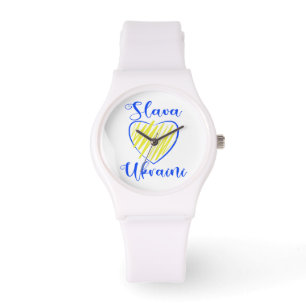 Slogan Slava Ukraini Glory to Ukraine heart Watch