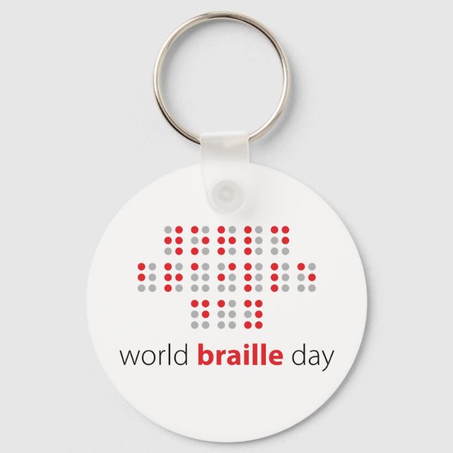 Slogan World Braille day. World Braille Day. Keychain (Front)