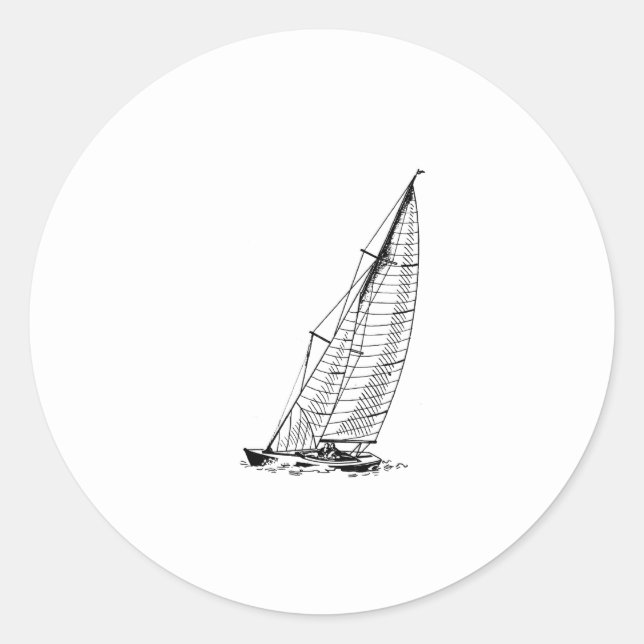 Sloop Sailboat Classic Round Sticker (Front)