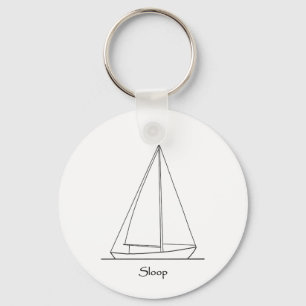 Sloop Sailboat Logo (sail plan) Keychain