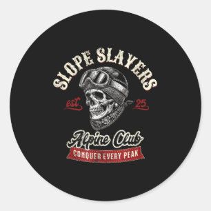 Slope slayers freestyle skiing skiers winter classic round sticker