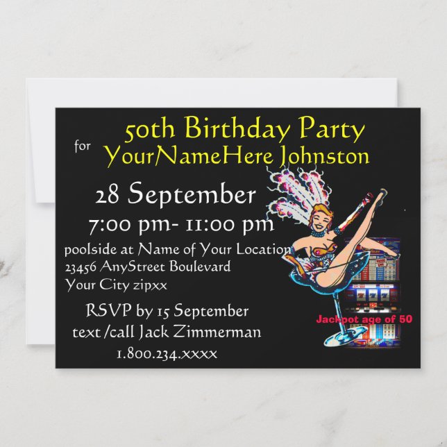 Slot Machine 50th Birthday Party Invitation (Front)