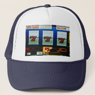Slot machine in a casino trucker hat