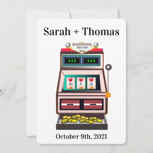 Slot Machine Lucky in Love Save the Date Invitation (Front)