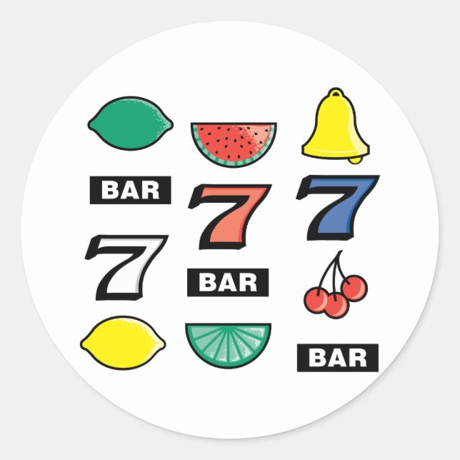 Slot Machine Slots Fruits Classic Round Sticker (Front)