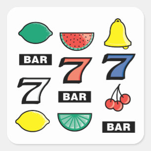 Slot Machine Slots Fruits Square Sticker