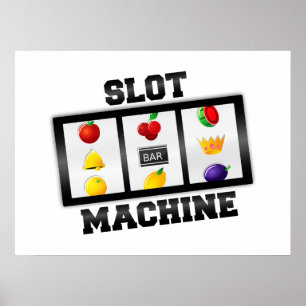 Slot Machine Tilted Icon Poster