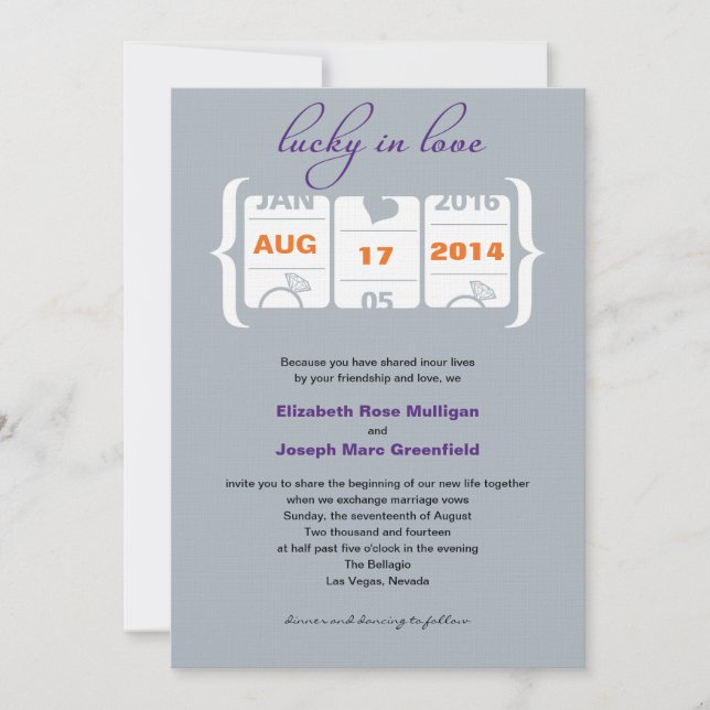 Slot Machine Wedding Invitation (Front)