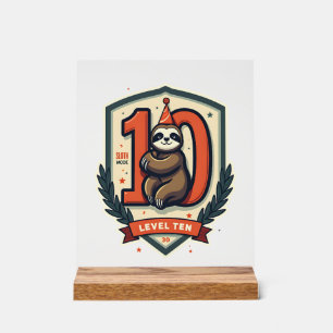 Sloth 10th Birthday Vintage Sunset Shirt 2 Acrylic Sign