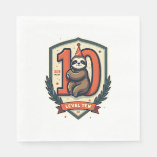 Sloth 10th Birthday Vintage Sunset Shirt 2 Napkin
