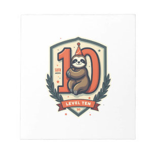 Sloth 10th Birthday Vintage Sunset Shirt 2 Notepad