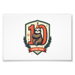 Sloth 10th Birthday Vintage Sunset Shirt 2 Photo Print