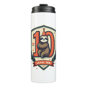 Sloth 10th Birthday Vintage Sunset Shirt 2 Thermal Tumbler