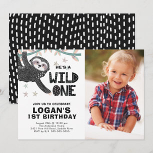 Sloth 1er Birthday Photo Invitation d'anniversaire