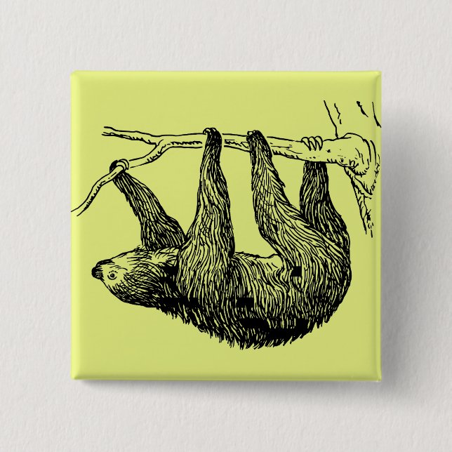 Sloth 2 Inch Square Button (Front)