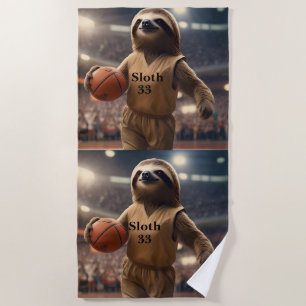 Sloth 33 Basketball Player,  Beach Towel