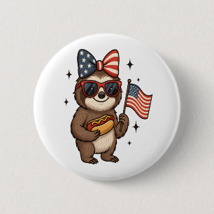 Sloth 4th July 2 Inch Round Button