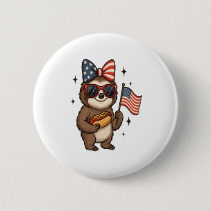 Sloth 4th July 2 Inch Round Button