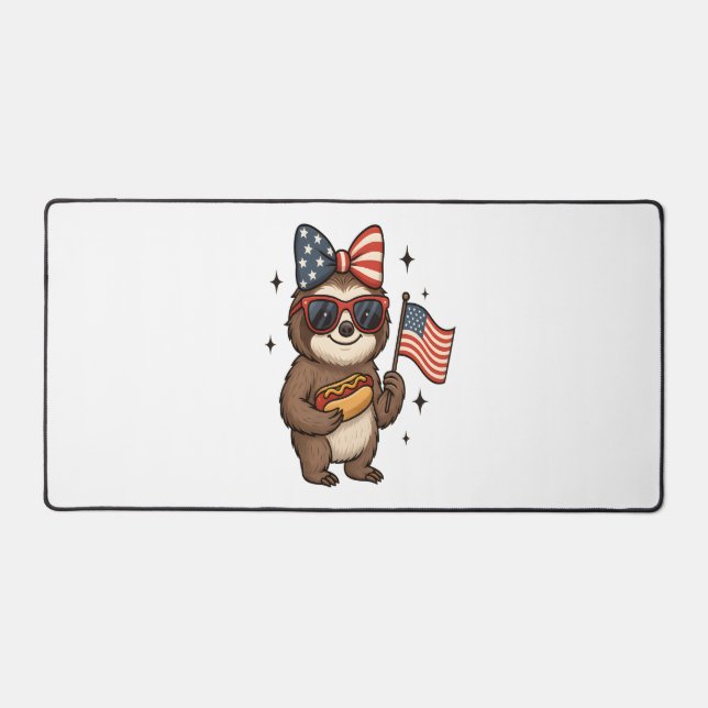 Sloth 4th July Desk Mat (Front)