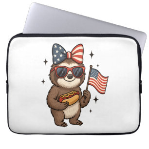 Sloth 4th July Laptop Sleeve