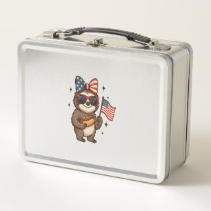 Sloth 4th July Metal Lunch Box