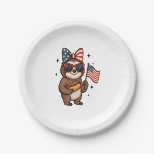 Sloth 4th July Paper Plate