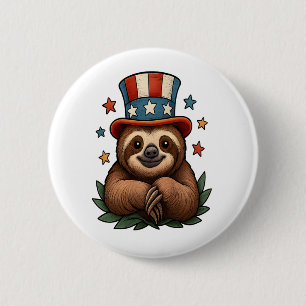Sloth 4th of July 2 Inch Round Button