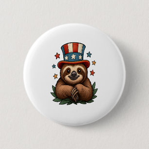 Sloth 4th of July 2 Inch Round Button