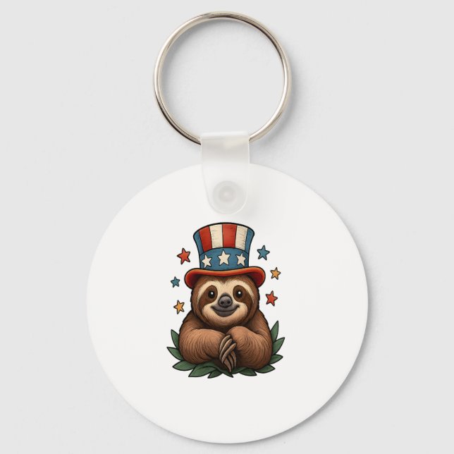 Sloth 4th of July Keychain (Front)