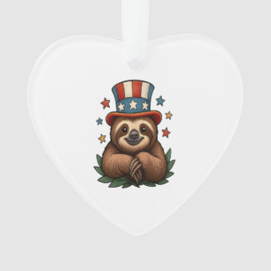 Sloth 4th of July Ornament
