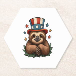 Sloth 4th of July Paper Coaster